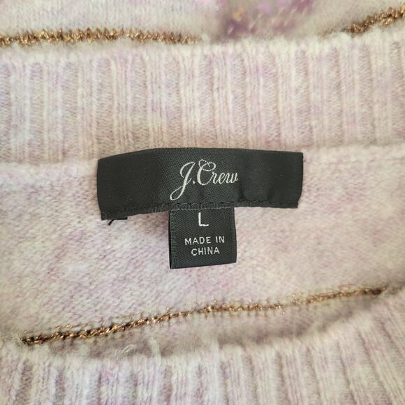 J. Crew Merino Wool Alpaca Sweater Pullover Sequin Purple Festive Women Large - Picture 11 of 13